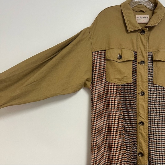 We The FREE PEOPLE Medium Bentley Ombre Shirt Jacket Overcoat Houndstooth Plaid - Picture 5 of 12